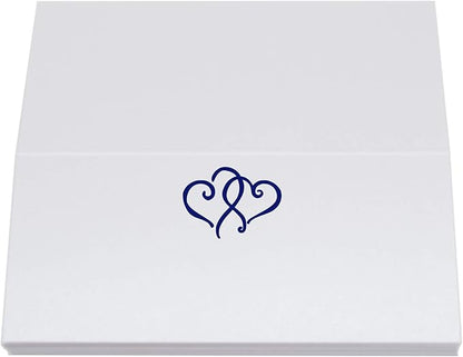 Linked Hearts Place Cards, Navy (Choose Color), Set of 150, Pre-cut and Scored - Wedding, Party, Dinner, and Special Events - Made in the USA
