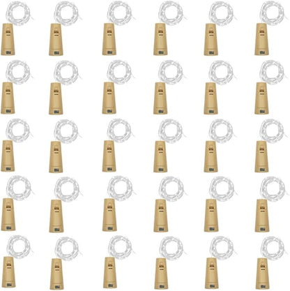 Wine Bottle Lights with Cork, Battery Operated 30 Pack 20 LED Cork Shape Silver Wire Fairy Mini String Lights(No Bottles) for DIY, Party, Decor, Christmas, Halloween,Wedding (30, Cool White)