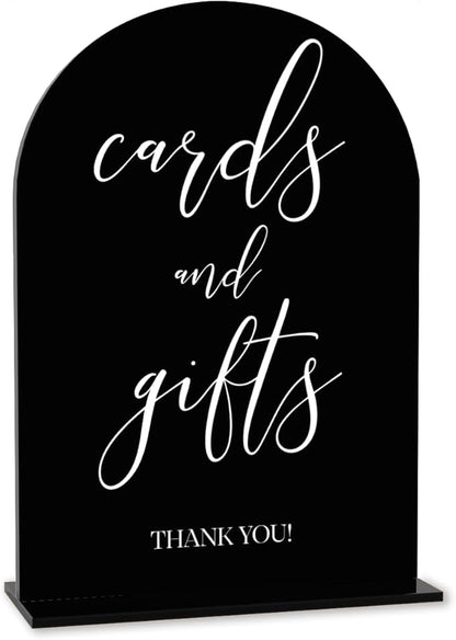 Black Cards and Gifts Sign, Wedding Engagement Bridal Shower Baby Shower Party Decor for Reception Reception, Weddings Acrylic Sign