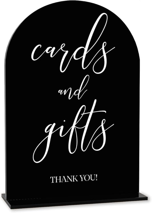 Black Cards and Gifts Sign, Wedding Engagement Bridal Shower Baby Shower Party Decor for Reception Reception, Weddings Acrylic Sign