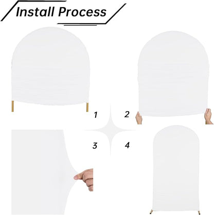 bricia Wedding Arch Backdrop Stand Cover, 7.2FT Double Sided Stretchy Arch Cover Fitted Wedding Birthday Party Banquet Decoration (White 86.4''Lx48''W)