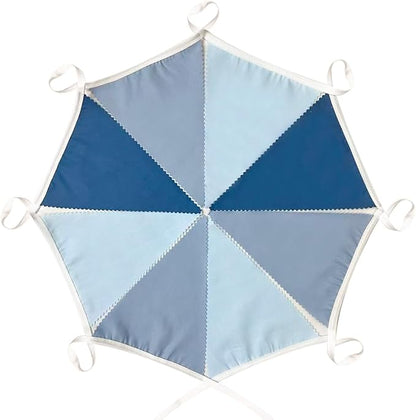 32Ft Retro Blue Party Decorations Dusty Blue Triangle Banner Flag Pennant Fabric Garland Streamers for Nautical Birthday Ahoy Achor Baby Shower Under The Sea Summer Graduation Nautical Party Decor