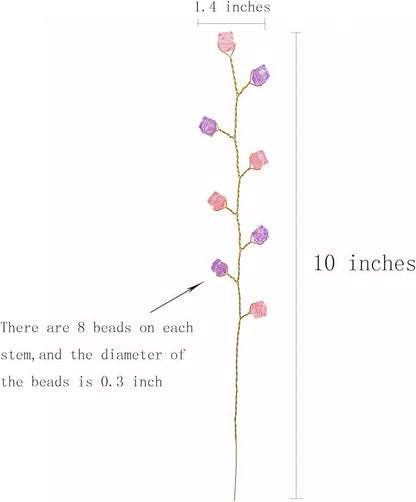 16PCS Crystal Artificial Flowers Bouquets Handmade Acrylic Flower Branches Fake Beaded Baby Breath Floral Crafts for Wedding Party Home Decor