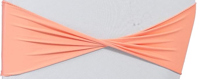 VDS Pack of 150 PCS | Peach | Spandex Chair Sashes Bows Without Buckle | Stretch Elastic Banquet Universal Folding Chair Band Tie with for Wedding Party Conference Celebration Event Decoration