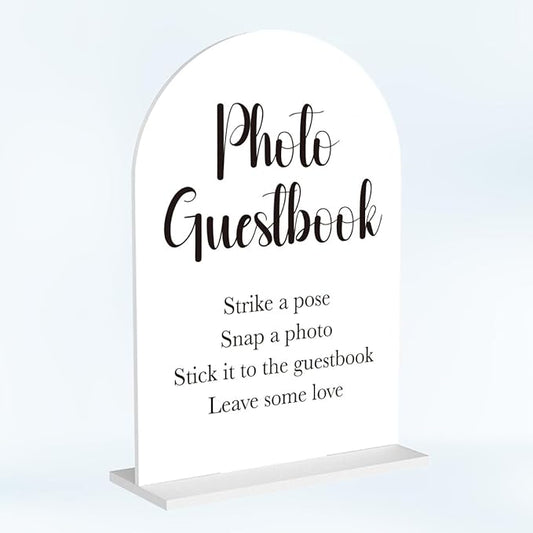 Photo Guest Book Sign for Wedding Acrylic Arch Wedding Bridal Shower Baby Shower Welcome Table Signs for Ceremony and Reception Decor 7 x 5 Inches