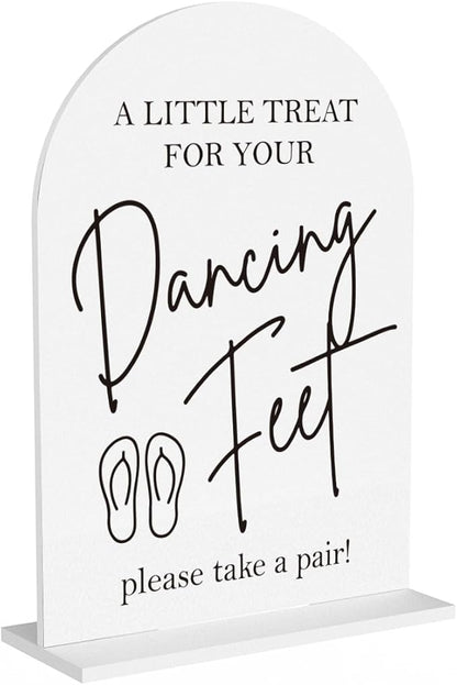 Dancing Feet Sign, Wedding Flip Flops Sign, Wedding Engagement Bridal Shower Reception Party Table Desk Acrylic Decor
