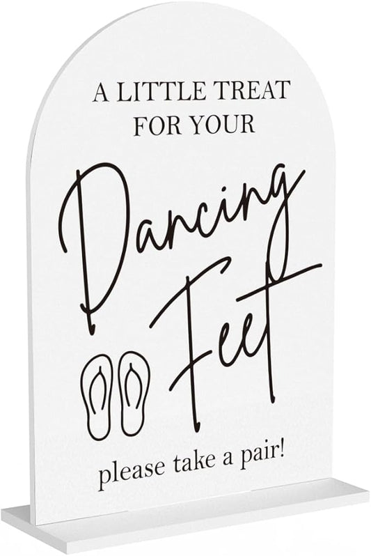 Dancing Feet Sign, Wedding Flip Flops Sign, Wedding Engagement Bridal Shower Reception Party Table Desk Acrylic Decor
