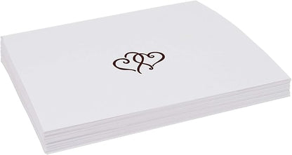 Linked Hearts Place Cards, Chocolate (Choose Color), Set of 60, Pre-cut and Scored - Wedding, Party, Dinner, and Special Events - Made in the USA