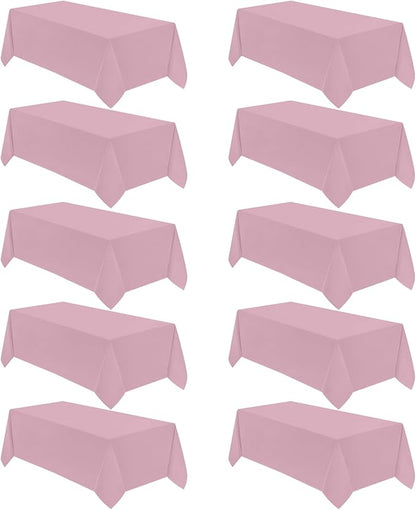 VidaFete Tablecloth 10 Pack 90 * 132inch Rectangle Table Cloth Polyester, Stain Wrinkle Resistant Polyester Dining Table Cover for Kitchen Dinning Party Wedding Rectangular Buffet Decoration(Pink)
