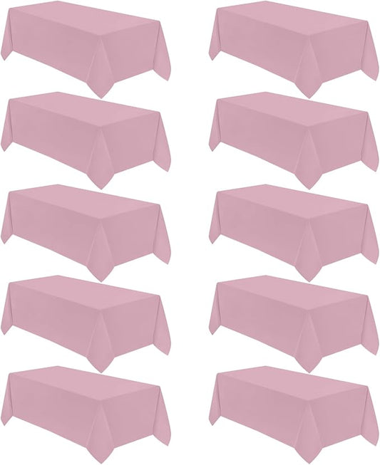VidaFete Tablecloth 10 Pack 90 * 156inch Rectangle Table Cloth Polyester, Stain Wrinkle Resistant Polyester Dining Table Cover for Kitchen Dinning Party Wedding Rectangular Buffet Decoration(Pink)