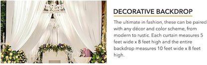 AK TRADING CO. 10 feet x 8 feet IFR Polyester Backdrop Drapes Curtains Panels with Rod Pockets - Wedding Ceremony Party Home Window Decorations - White