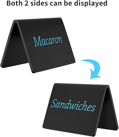 20 Pack Acrylic Mini Chalkboard Sign, AITEE Black Mini Tabletop Chalkboard Signs, Small Tent Chalkboards Blackboard for Weddings, Birthday Parties, Message Board Signs, Buffet, Bakery and Retail Label