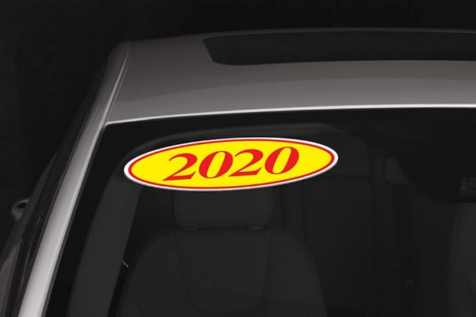 EZ-Line Oval Model Windshield Year Stickers for Car Windows Red and Yellow Large Vinyl Dealership Supplies 1 Dozen Pro Pack (2019)