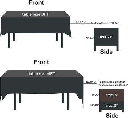 Rectangle Tablecloth 60x120 inch Washable Polyester Fabric Table Cloth for Wedding Party Dining Banquet Decoration（6 Pack 60x120, Black）