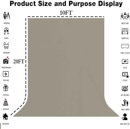 10x20FT Large Gray Screen Backdrop Photo Background, Pure Grey Color, Professional Photography Video Studio, Events, Streaming, Games, Live Streaming