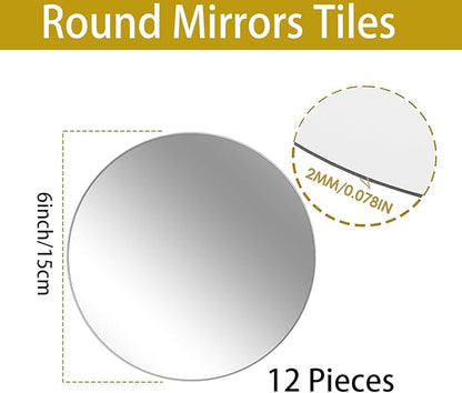 Small 6" Round Mirrors for Centerpieces, 12pcs Circle Mirror Centerpieces for Tables, Mirror Tiles for Wall Table Wedding Centerpieces Mirror Plates for Candle Decorations DIY Craft