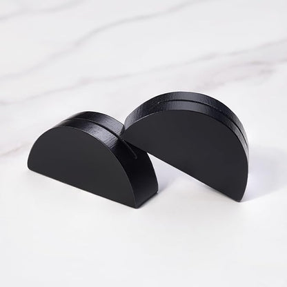 UNIQOOO 10 Set 2" Arch Black Birch Wood Stand with Cards |1.2mm Slot, for Name Cards, Place Card Holder, Photo Display Stand | for Event Decor, Retail Shop, Cafe Restaurant Menu, Business Card, Name Tag
