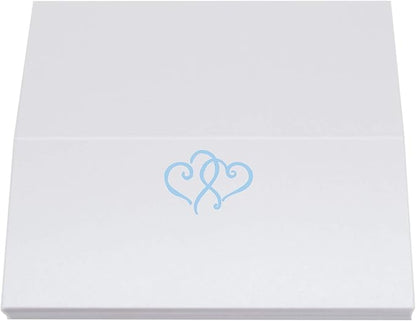 Linked Hearts Place Cards, Light Blue (Choose Color), Set of 150, Pre-cut and Scored - Wedding, Party, Dinner, and Special Events - Made in the USA