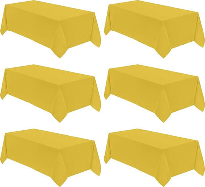 VidaFete Tablecloth 6 Pack 90 * 156inch Rectangle Table Cloth Polyester, Stain Wrinkle Resistant Polyester Dining Table Cover for Kitchen Dinning Party Wedding Rectangular Buffet Decoration(Yellow)