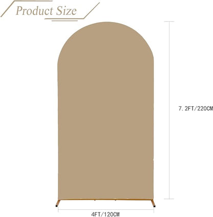 bricia Wedding Arch Backdrop Stand Cover, 7.2FT Double Sided Stretchy Arch Cover Fitted Wedding Birthday Party Banquet Decoration (Champagne 86.4''Lx48''W)