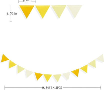 Yellow Party Decorations Ombre Yellow Felt Hanging Triangle Mini Bunting Pennant Banner Flag for Birthday Wedding Baby Shower Bridal Shower Engagement Lemon Bee Sunflower Party Classroom Nursery Decor