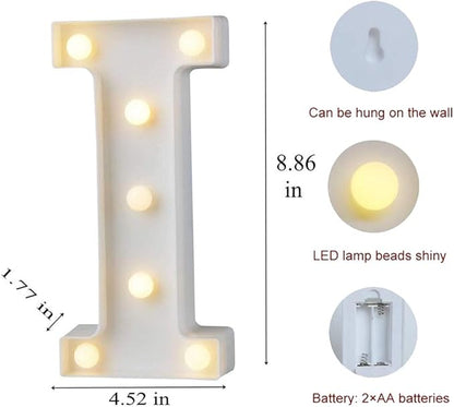 MUMUXI Marquee Light Up Letters | Large Light Up Numbers | Battery Powered and Bright with Every Letter of The Alphabet | for Wedding, Birthday, Party, Celebration, Christmas or Home Decoration (I)