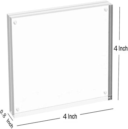 Magicool Premium Acrylic Photo Frame- Magnet Photo Frame -Double Sied Thick Desktop Frames (4x4 2pack)