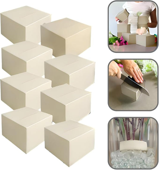 XCEL Floral Foam Block Unlike Any Other - Reusable Floral Blocks Flower Foam for Artificial Flower Arrangements (Cream - 4" x 4" x 3" (8 Pack))