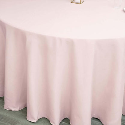 Efavormart Round Tablecloth, 120 Inch Stain & Wrinkle Resistant Washable Table Cloth, Decorative Polyester Fabric Table Cover for Banquet, Wedding, Dining - Blush