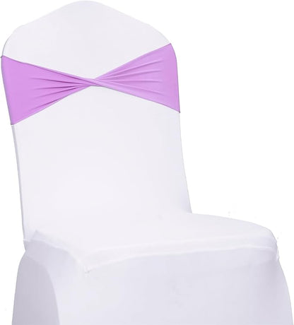 MDS Pack of 250 Spandex Chair Sashes Bows Elastic Stretch Dining Chair Bands Ties Without Slider Buckle Universal fits for Wedding Baby Shower Birthday Party Banquet Event Decoration - Light Purple