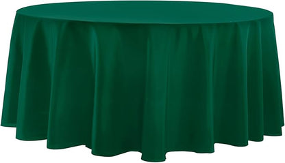 Round Tablecloth 132 Inch 2 Pack Dark Green Tablecloths Washable Decorative Linen Polyester Table Clothes Cover for Dining Table Banquets Buffet Parties and Wedding