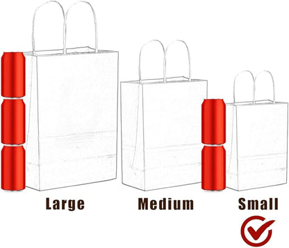 qiqee 50-Packs Gift Bag with Handles Bulk Red Paper Bags Multiple Uses (8.3"x3"x6" Small Size)