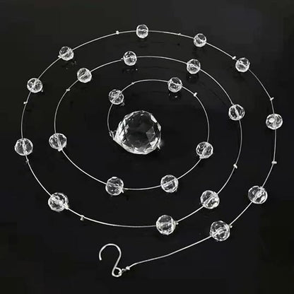 Crystal Beaded String Clear Glass Beads Garland Strands Hanging Wedding Arch Decor Curtain Chandelier Christmas Tree Ornaments Door String Beaded Drapes Decoration Accessories(3.3 Feet 5pcs)