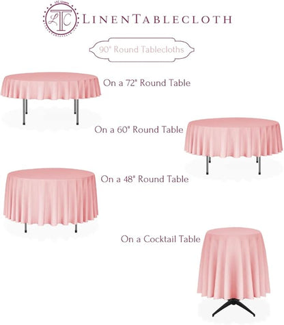 LTC LINENS 2 Pack 90 Inch Round Tablecloth Peach - Wrinkle Resistant Table Cloth for Round Table -Washable Polyester Fabric Table Cover for Wedding, Party