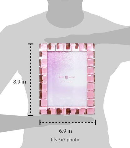 Isaac Jacobs Decorative Sparkling Light Pink Jewel Picture Frame, Photo Display & Home Décor (5x7, Light Pink)