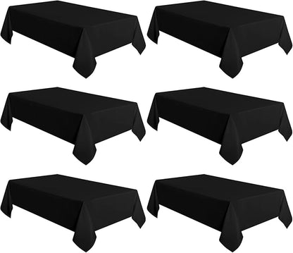 sancua 6 Pack Black Tablecloth 60 x 120 Inch, Rectangle Table Cloth for 8 Feet Tables - Stain and Wrinkle Resistant Washable Polyester Table Cover for Dining Tables, Buffet Parties and Camping