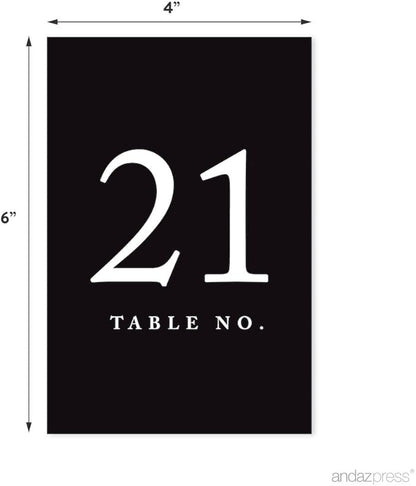 Andaz Press Black 4x6-Inch Minimalist Table Numbers 21-40, 20 Count, Paper, Tabletop Mount, Perfect for Weddings & Events