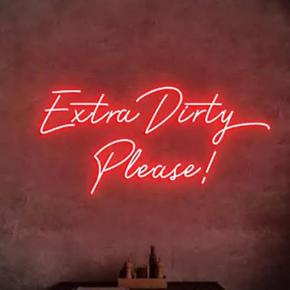 Extra Dirty Please Neon Light Sign, Dirty Martini Bar Wall Neon Light, Cocktail Bar Led Neon Sign, Cocktail Station Decor, Martini Décor Size:H9 x W20inch