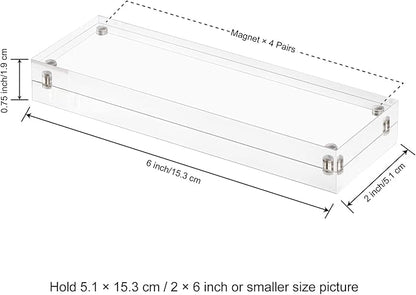 Boxalls 2x6 Inches Acrylic Picture Frames - 5 Pack, Clear Frameless 2x6 Photo Frames with Magnetic, Double Sided Transparent Desktop Frame (5 Pack)