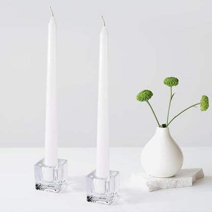 Glass Candlestick Holders Bulk for Taper Candles, Set of 18 Clear Glass Candle Holders for Family Party, Church and Wedding