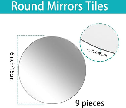 9PCS Small Round Mirror Centerpieces for Tables, 6inch Acrylic Circle Mirror Centerpieces for Table Candle Plate Circle Mirror Trays for Wedding Centerpieces Party Decorations