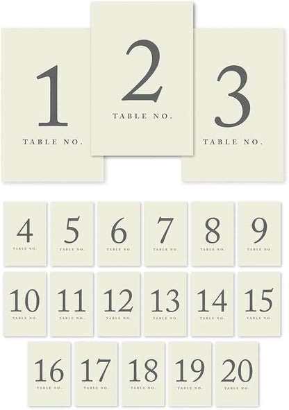 Andaz Press Table Numbers 1-20 on Perforated Paper, Ivory, 4x6-inch Single Sided Sign, 1-Set, For Weddings, Bridal Shower