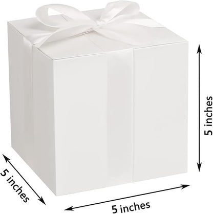 COTOPHER Small Gift Boxes 25 Pack 5x5x5 inches White Gift Boxes with Lids for Gifts, Crafting, Wedding Party Favor, Cupcake Boxes, Candy, Bridesmaids Proposal Box with Ribbons and Stickers