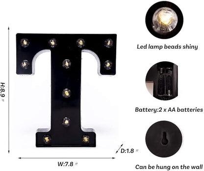 Foaky Black LED Marquee Number Lights Sign Light Up Marquee Number Lights Sign for Night Light Wedding Birthday Party Battery Powered Christmas Lamp Home Bar Decoration