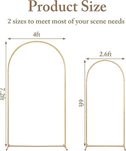 Metal Arch Backdrop Stand and Cover Set, 7.2FT, 6FT Party Backdrop, Easy to Assemble, Backdrop Stand for Parties, Birthday, Baby Shower