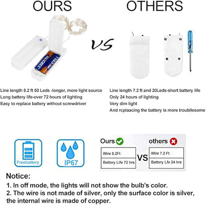 ZNYCYE 50 LED Fairy Lights with Timer, 6 Pack 8.2 Ft 8 Modes Battery Operated String Lights, Multi-Color for DIY Wedding Bedroom Mason Jar Vases Table Party Christmas Decoration