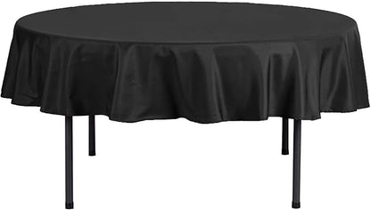 Efavormart Round Tablecloth, 70 Inch Stain & Wrinkle Resistant Washable Table Cloth, Decorative Polyester Fabric Table Cover for Banquet, Wedding, Dining- Black