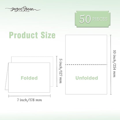 50 Pack 5x7 Thank You Cards, White Blank Card Stock Bulk, Thick Folded Heavy Card Paper, Thank You Notes for Wedding Invitation, Greeting Cards, Envelopes, Card Making Supplies (Cards Only)