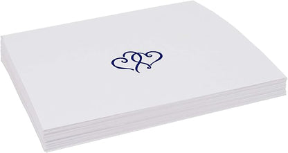 Linked Hearts Place Cards, Navy (Choose Color), Set of 150, Pre-cut and Scored - Wedding, Party, Dinner, and Special Events - Made in the USA