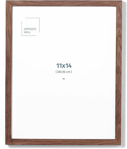 Opposite Wall - 11x14 in - Dark Solid Oak Wood Picture Frame - Lightweight, Versatile & Shatterproof - Wall Hanging Poster or Photo Frame - Wall Decor for Office, Gallery & Home